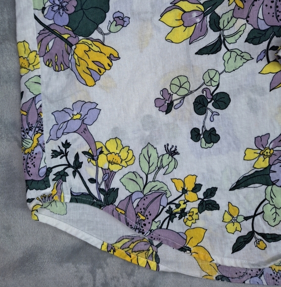 Liz Claiborne Linen Shirt Button-up Lily Floral Spring Summer Boho M - Picture 6 of 14